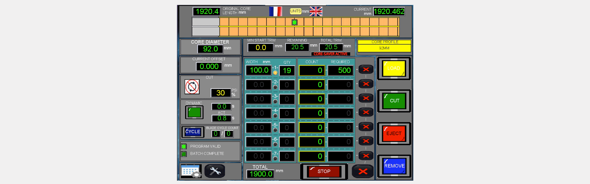 Image of the CCA HMI screen